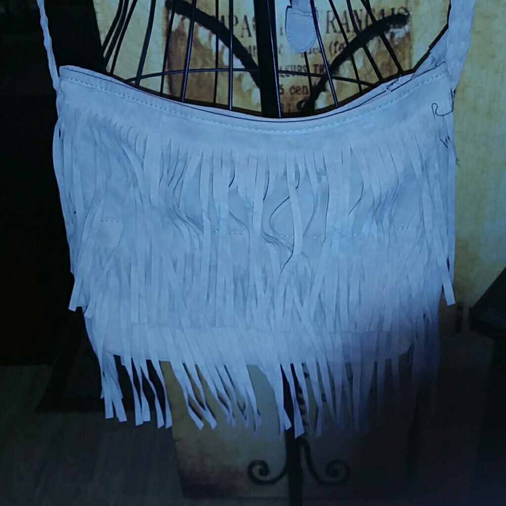 Creme Fringe Purse